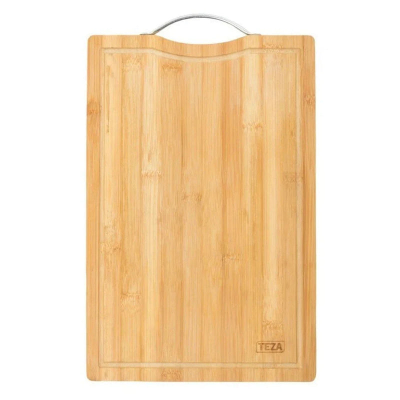 Kit Premium para Churrasco – Faca, Garfo, Chaira e Tábua de Bambu com Sulco e Alça de Aço